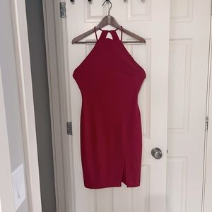 Lauren Ralph Lauren body on halter dress midi Size 4 gorgeous cherry red